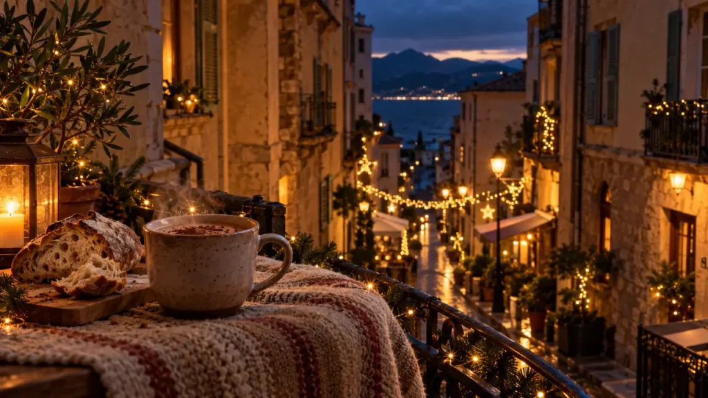Vacances de noel en corse : ruelle d’Ajaccio et chocolat chaud fumant