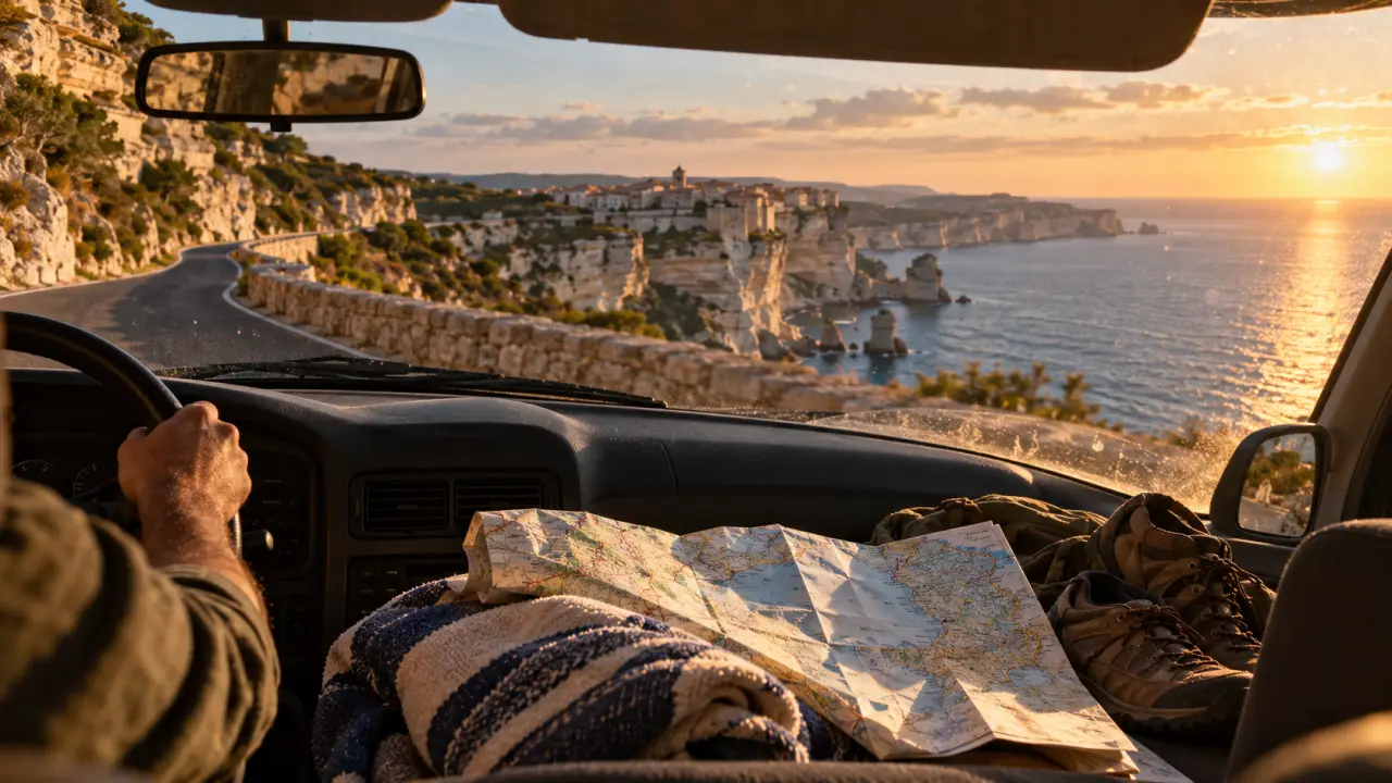 Vacances octobre 2025 Corse : falaises de Bonifacio et mer au coucher du soleil