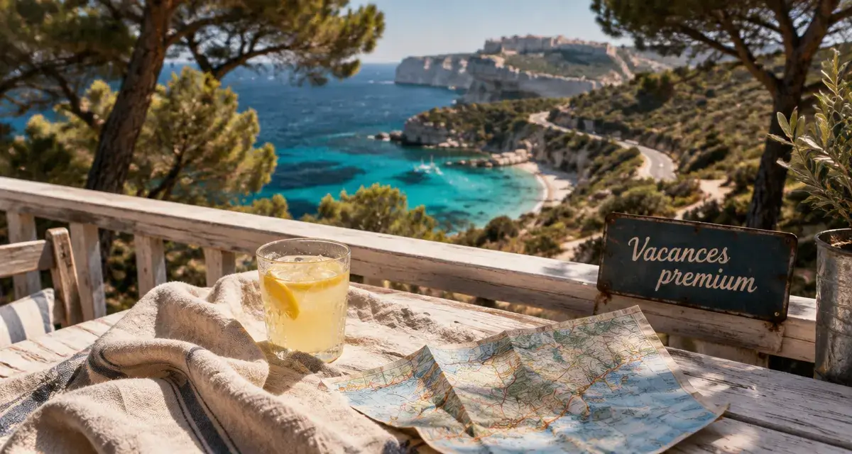 Vacances premium Corse du Sud : vue mer turquoise depuis balcon