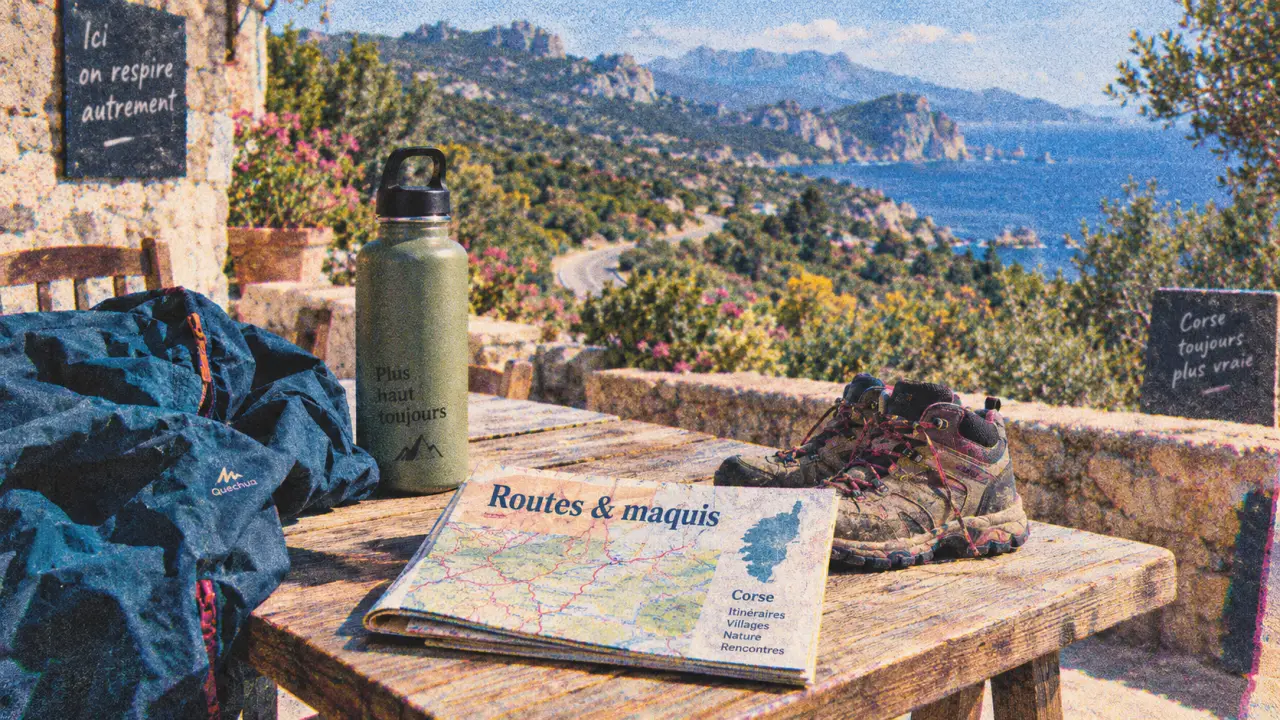 Visiter la Corse en avril : route vers le maquis fleuri, mer au loin